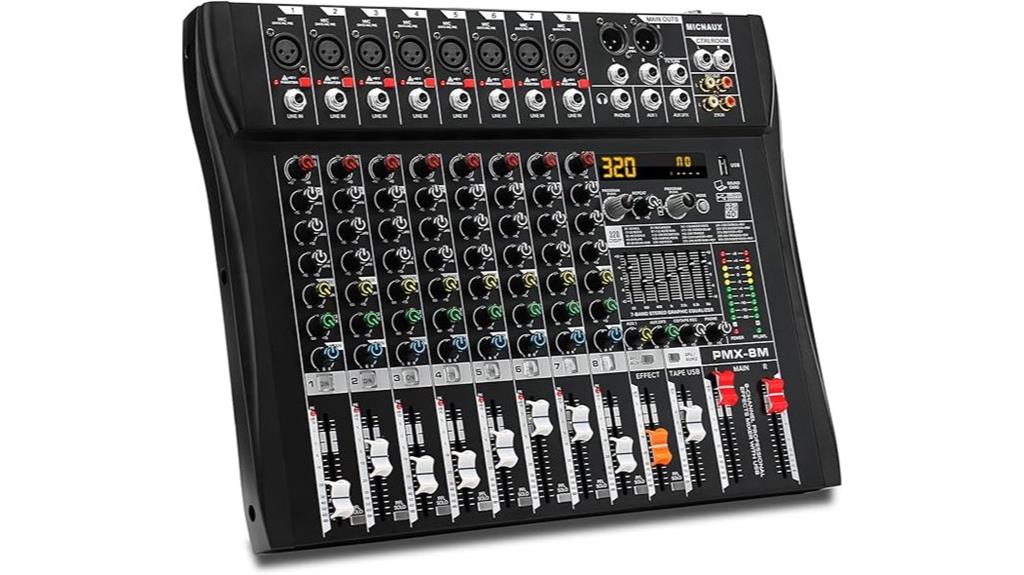 eight channel professional audio mixer