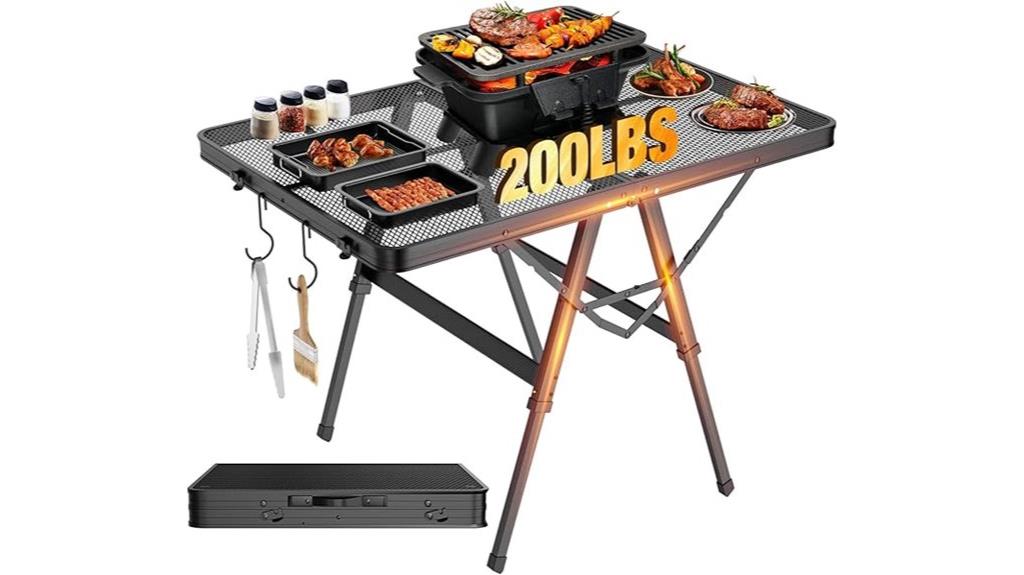 portable foldable grill table
