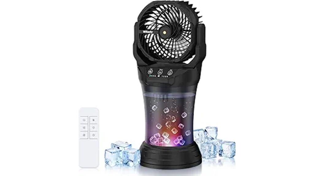 portable misting fan with remote