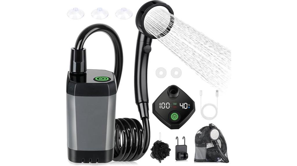 rechargeable led camping shower
