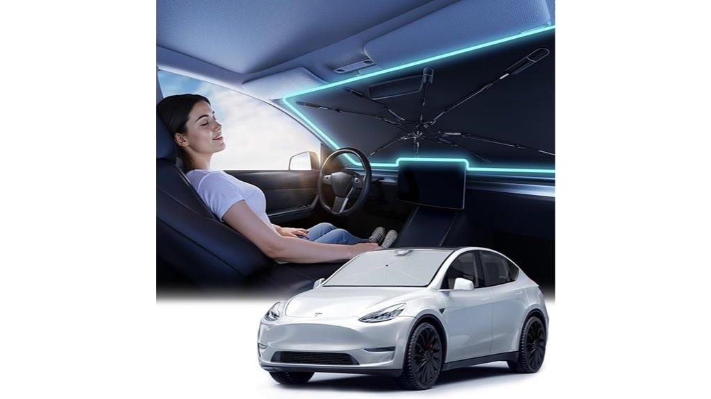 silver reflective windshield umbrella