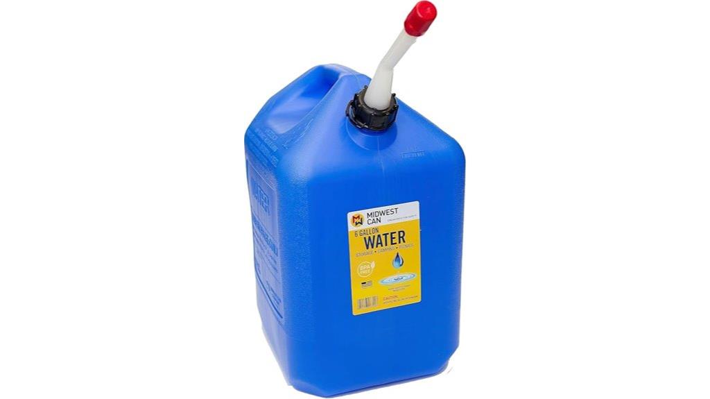 six gallon blue water container