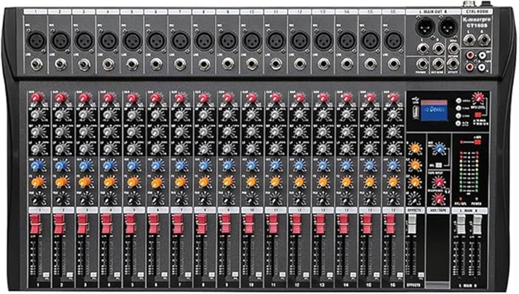 sixteen channel audio mixer