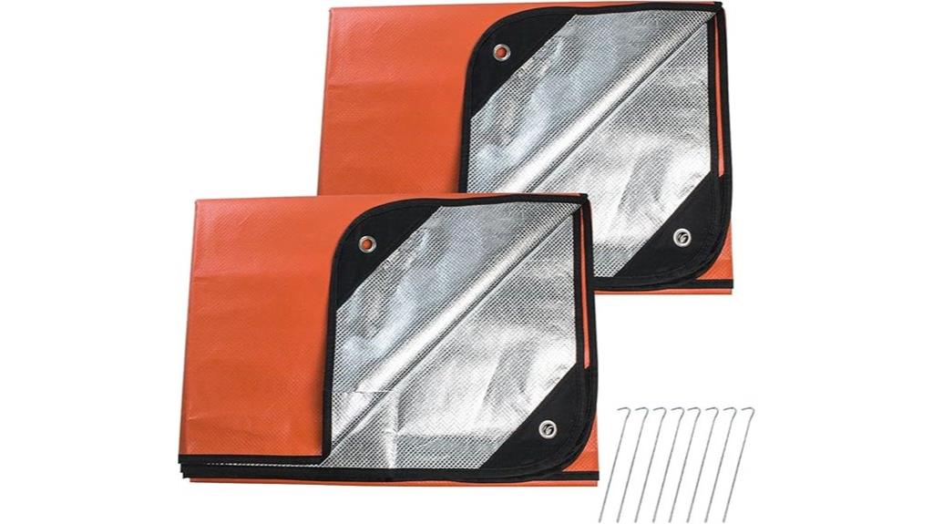 two orange thermal blankets