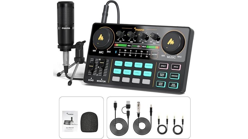 podcast set with microphone
