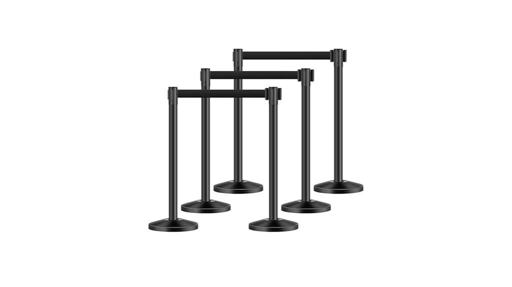 six belts retractable posts
