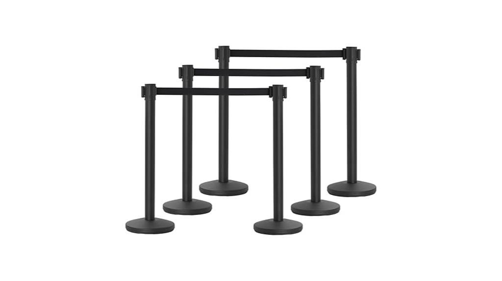 six piece retractable belt stanchions