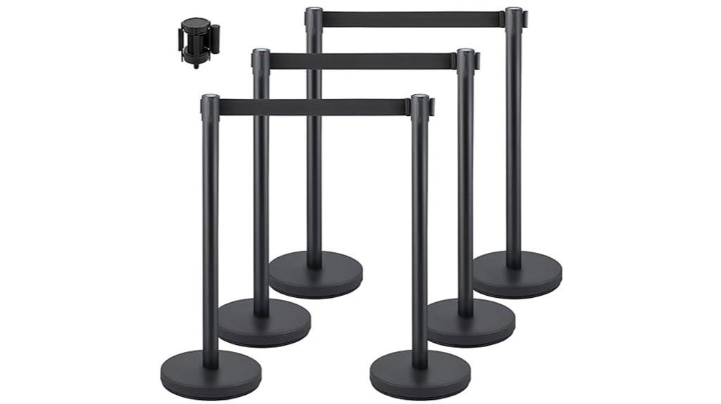 six retractable belt stanchions