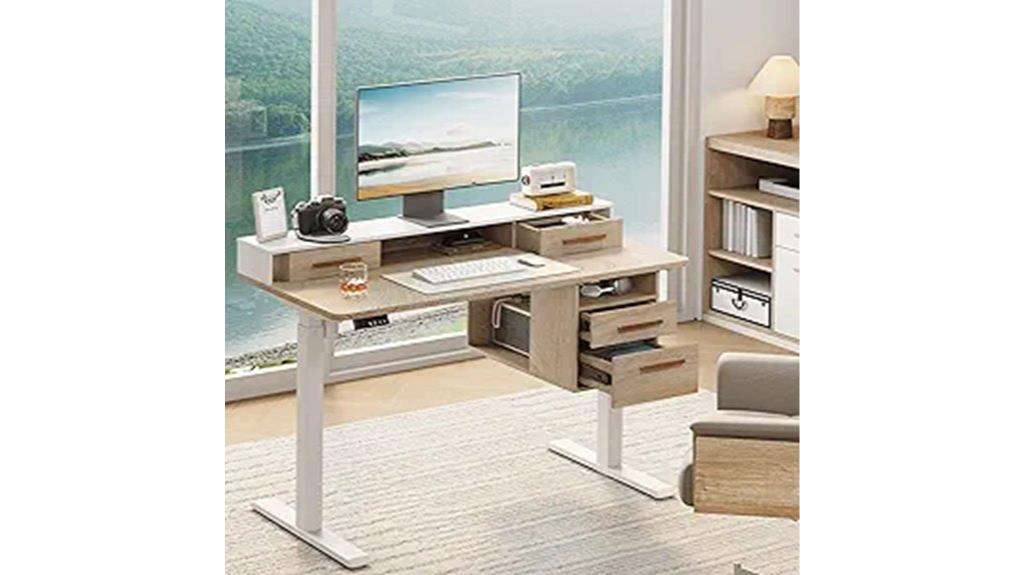 adjustable standing desk with drawers