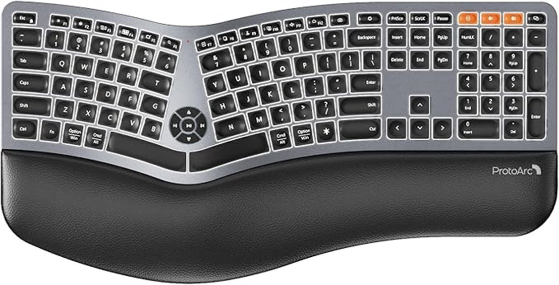 backlit bluetooth ergonomic keyboard