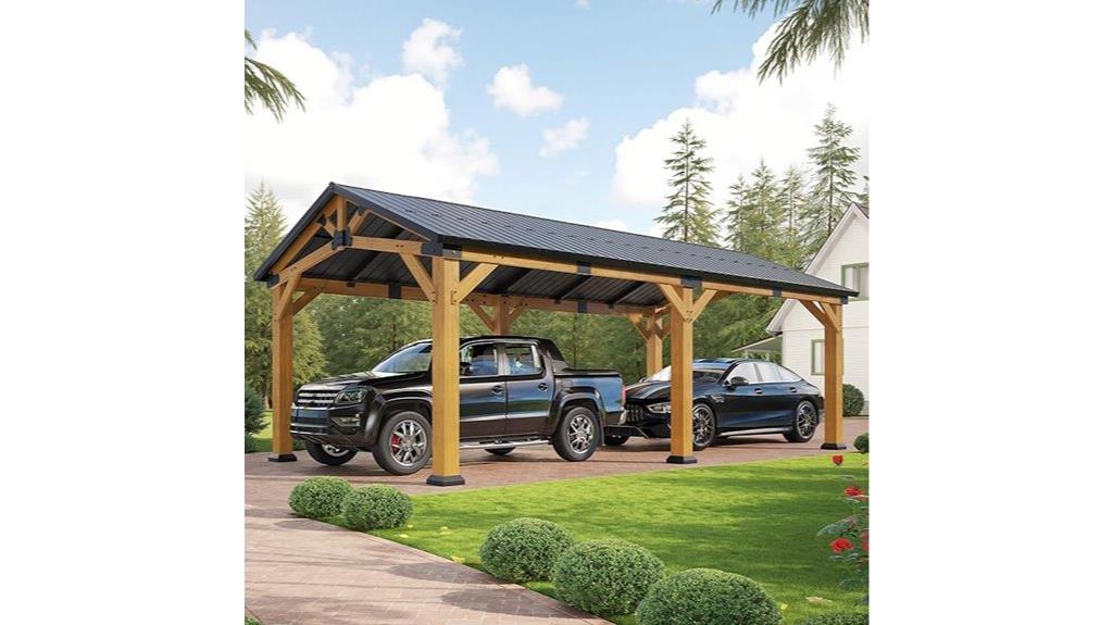 cedar carport steel roof