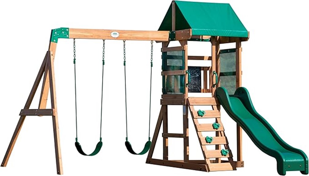 cedar swing set backyard