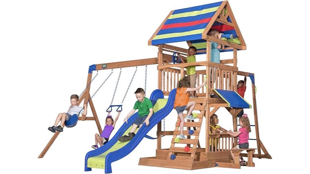 cedar swing set with accessories