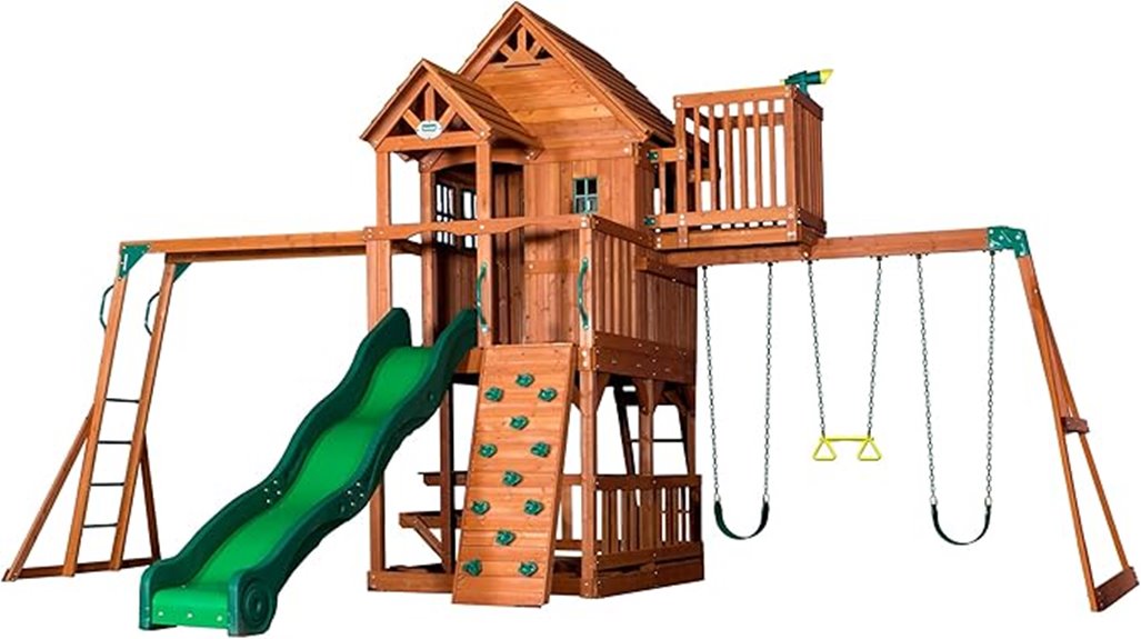 cedar wooden playset backyard