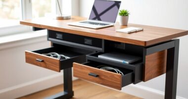 clutter free adjustable desk