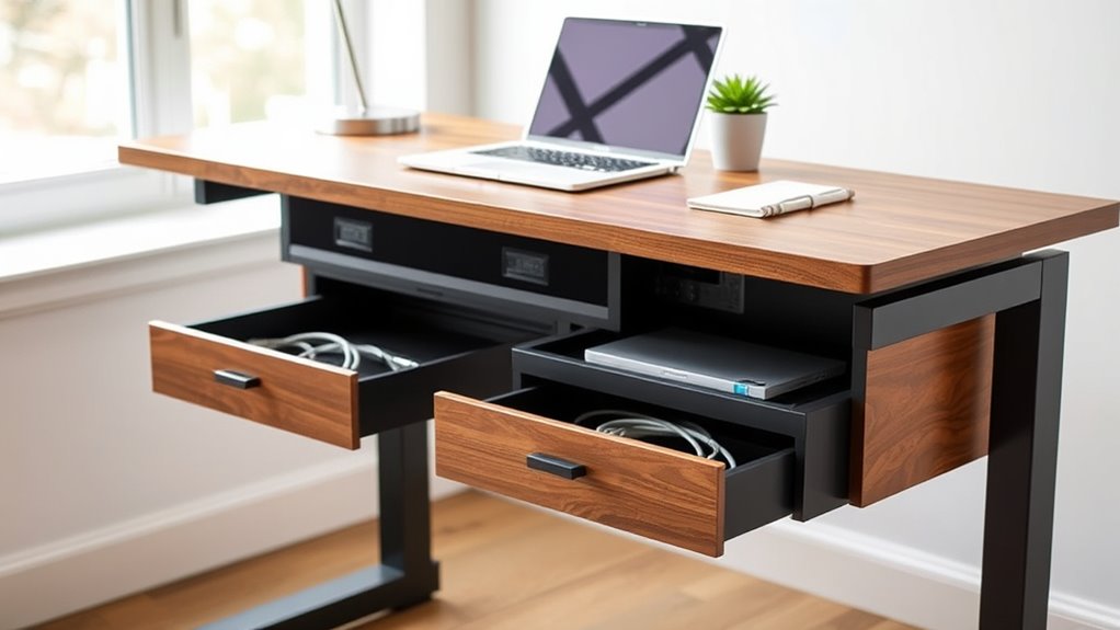 clutter free adjustable desk