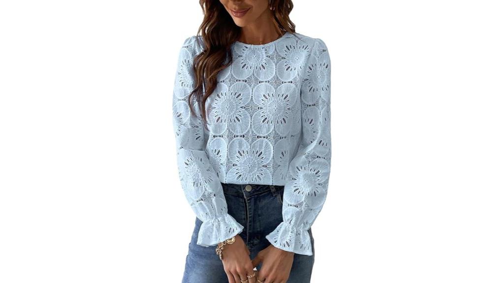 eyelet long sleeve tops