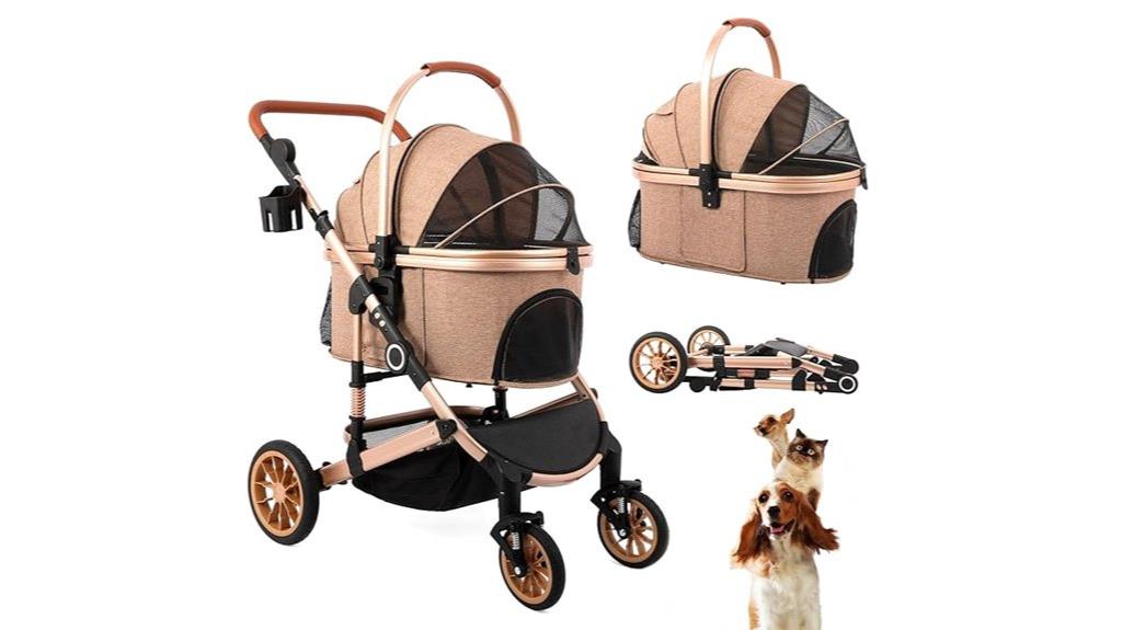 foldable 3 in 1 pet stroller