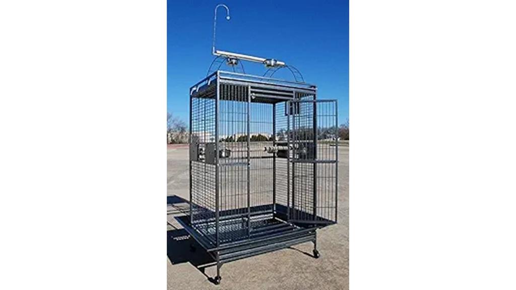 large bird cage with accessories