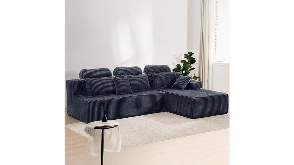 large l shape corduroy couch