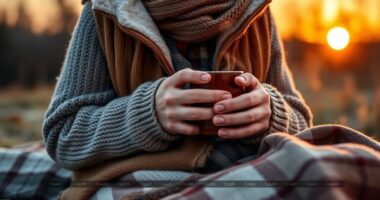 layered clothing for evening warmth