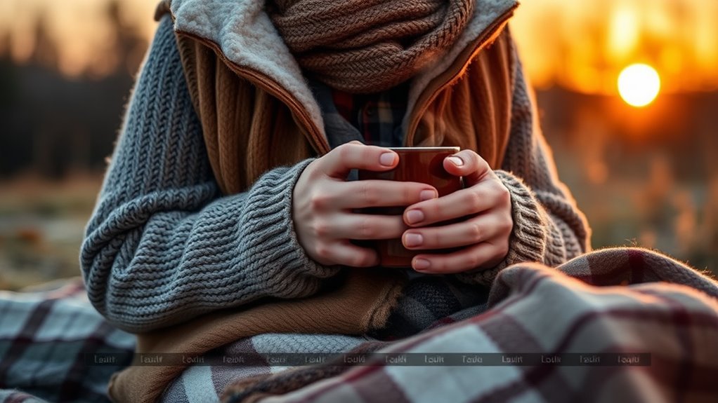 layered clothing for evening warmth