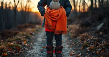 layered clothing for evening warmth