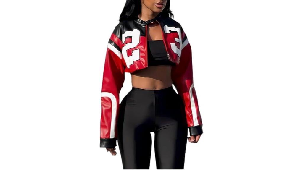 leather y2k cropped jacket