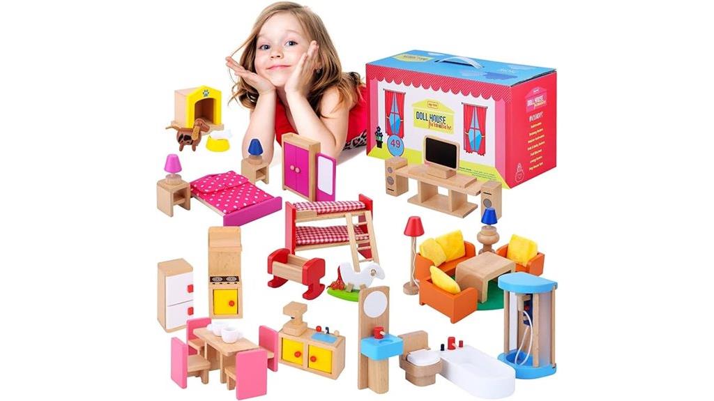 luxury 49 piece wooden dollhouse