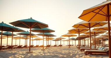 luxury beach umbrella selection