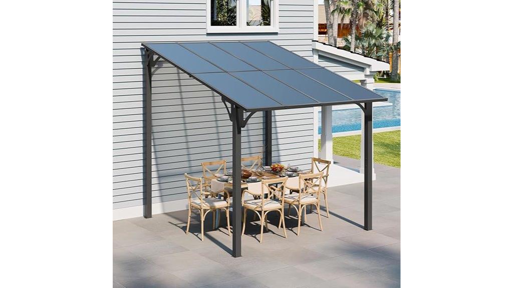 outdoor pergola with sloped roof