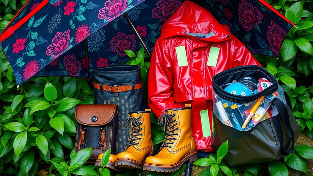 rain gear and festival essentials