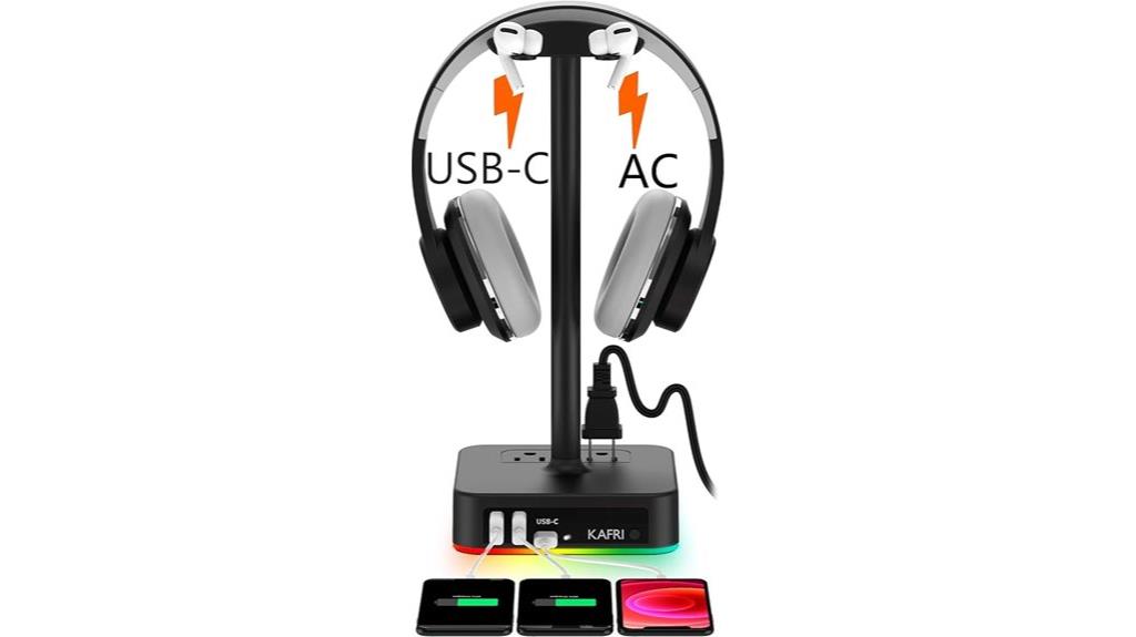 rgb headphone stand with ports