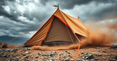 secure tent in strong winds