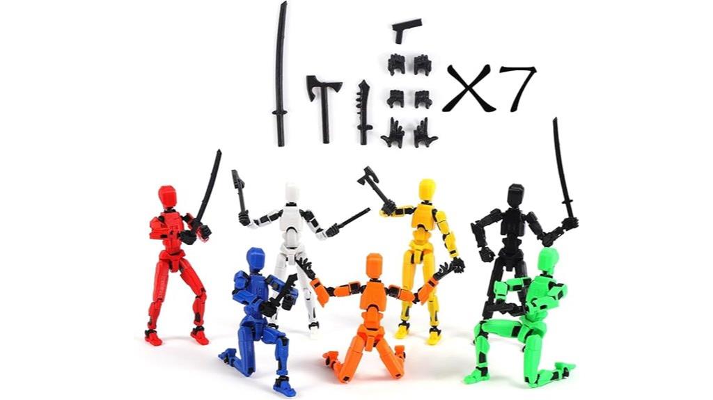 seven multi jointed action figures