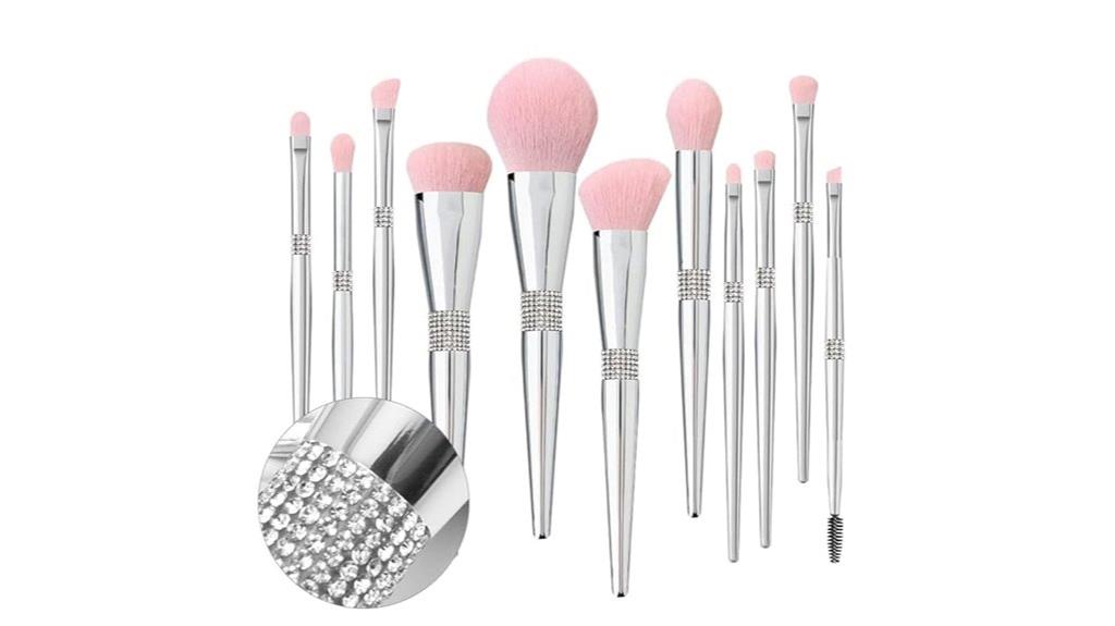 silver glitter vegan brushes