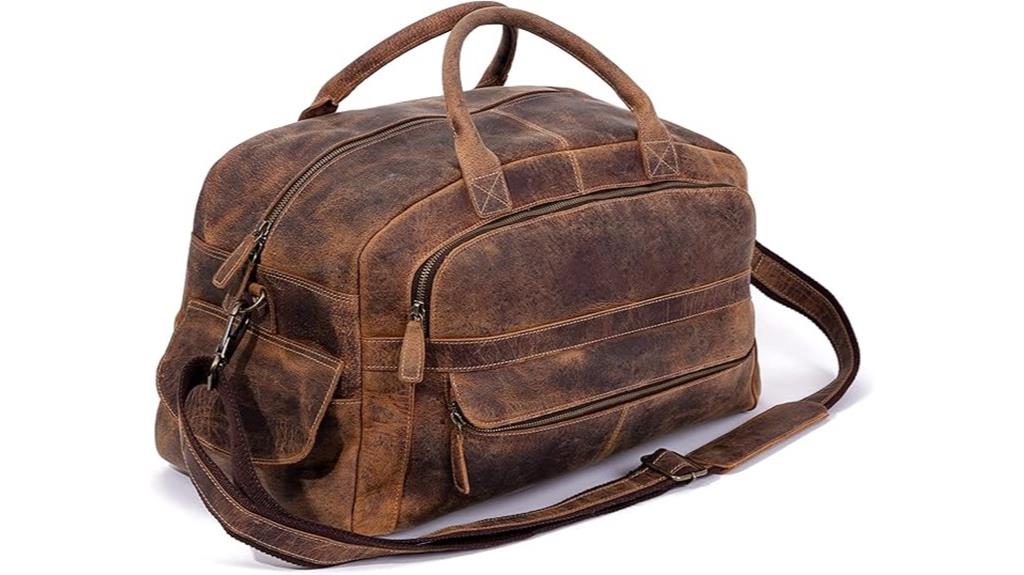 stylish leather travel duffel