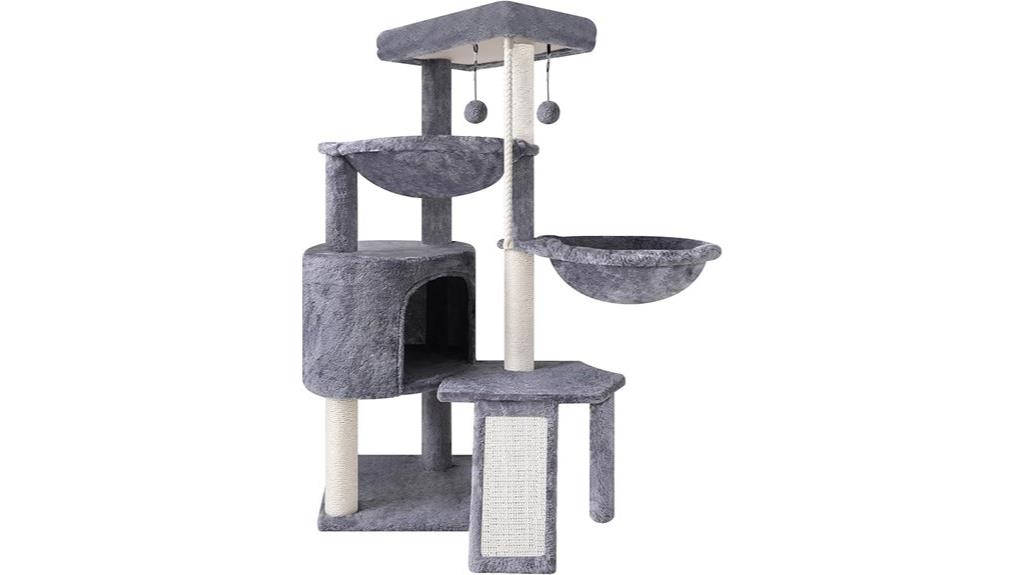 three tiered grey cat condo