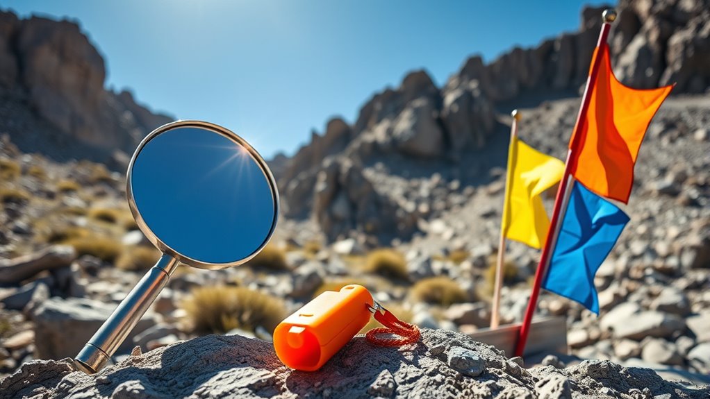 use mirrors whistles flags