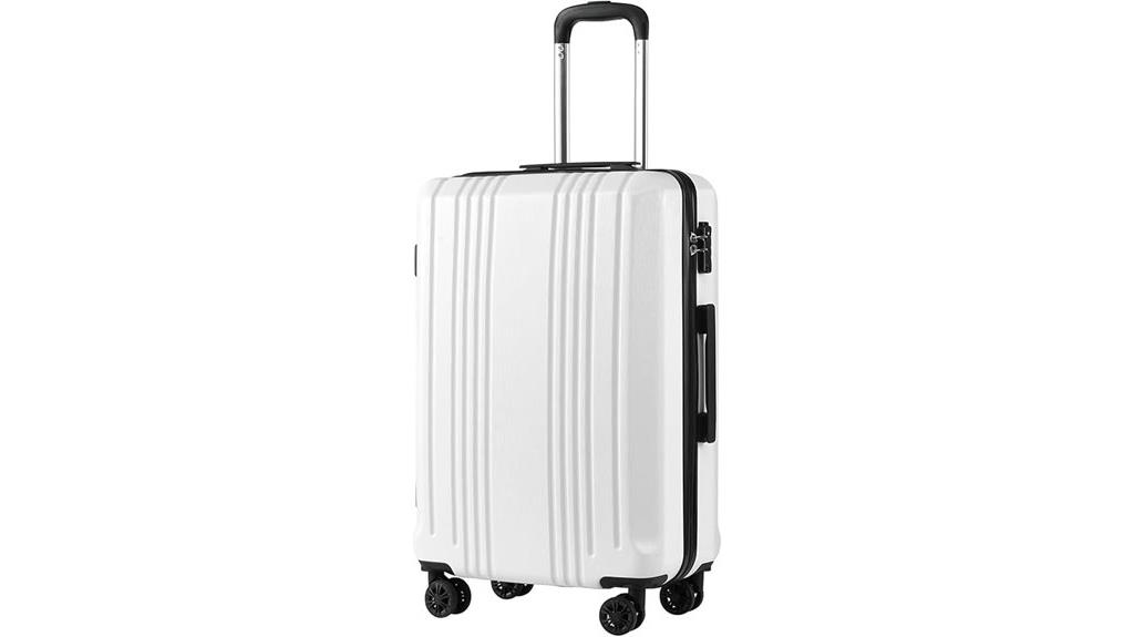 white 20 inch tsa suitcase