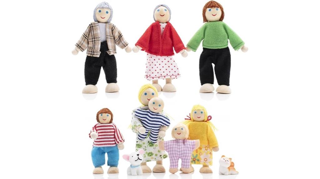 wooden doll family set