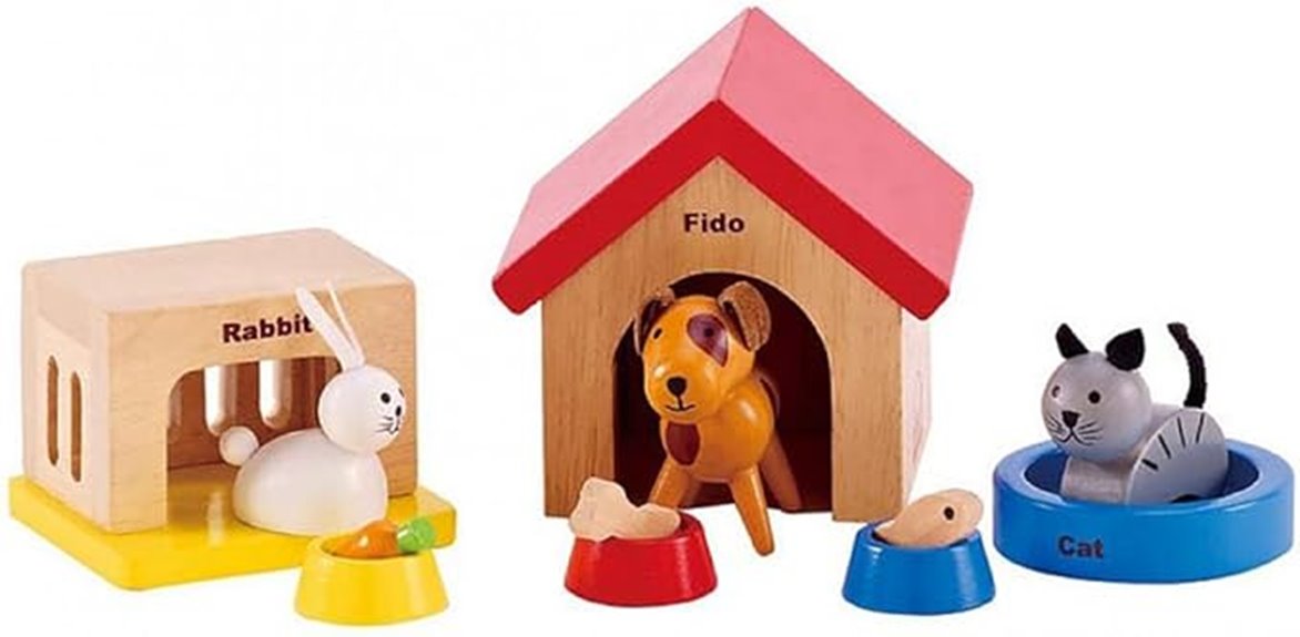 wooden dollhouse animal set