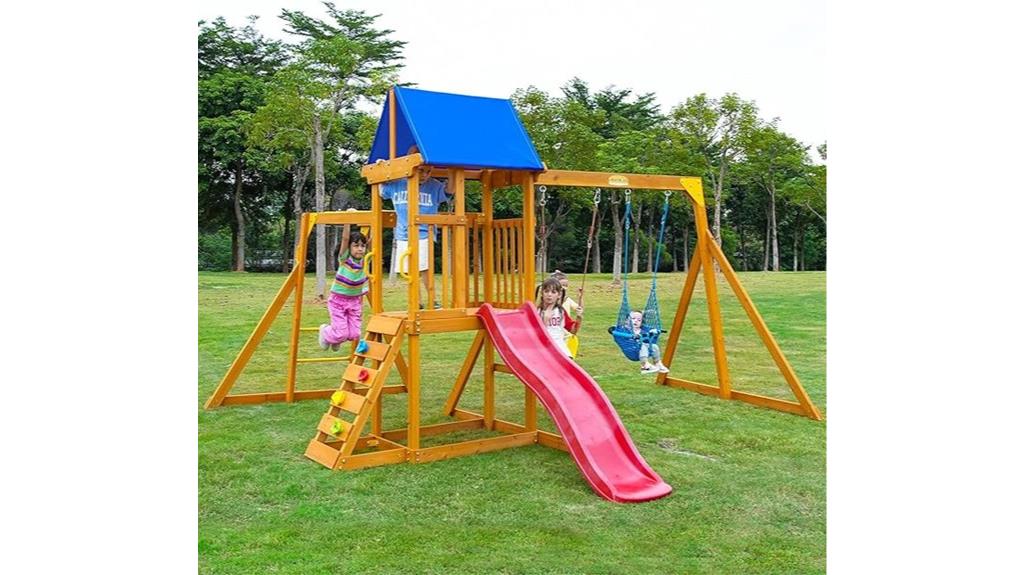 wooden kids swing set