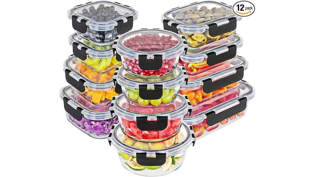 24 piece glass food containers