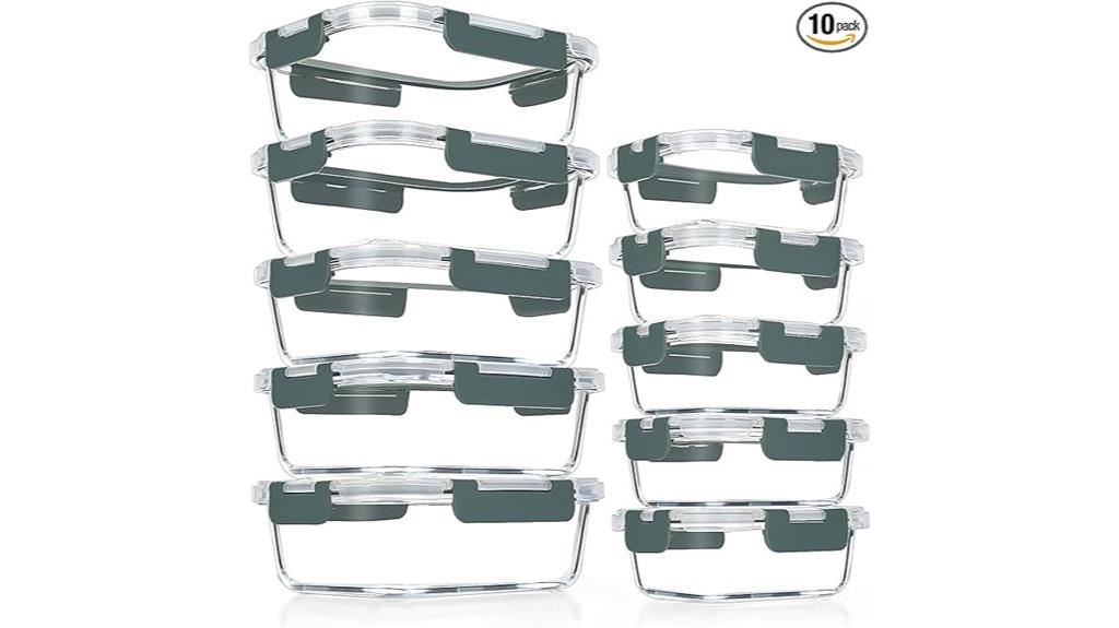 ten glass containers set
