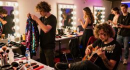 artists preparing offstage