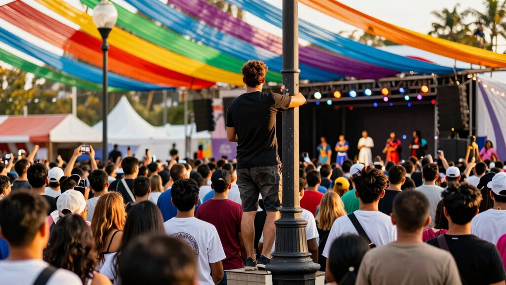 balanced festival crowd positioning