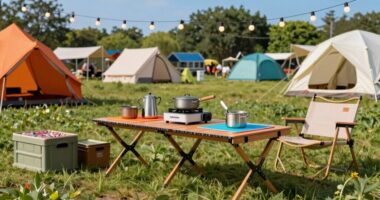 festival camping kitchen setup