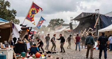 festival collapse and protests