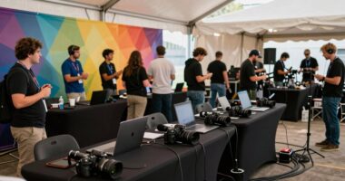 festival media area setup